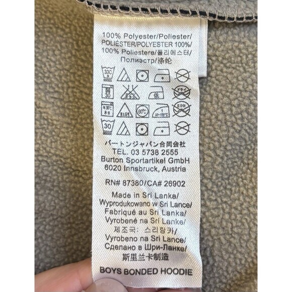 BURTON Black Full Zip Hooded Jacket Boys Large Fleece Lined Sweatshirt Spellout - Picture 10 of 12